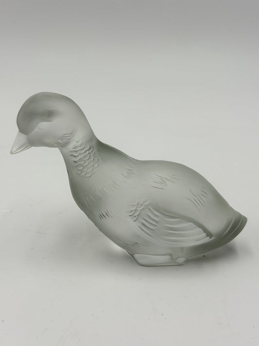 Baccarat France Crystal 3”x5”Frosted Clear Glass Duck Duckling Figurine Vintage