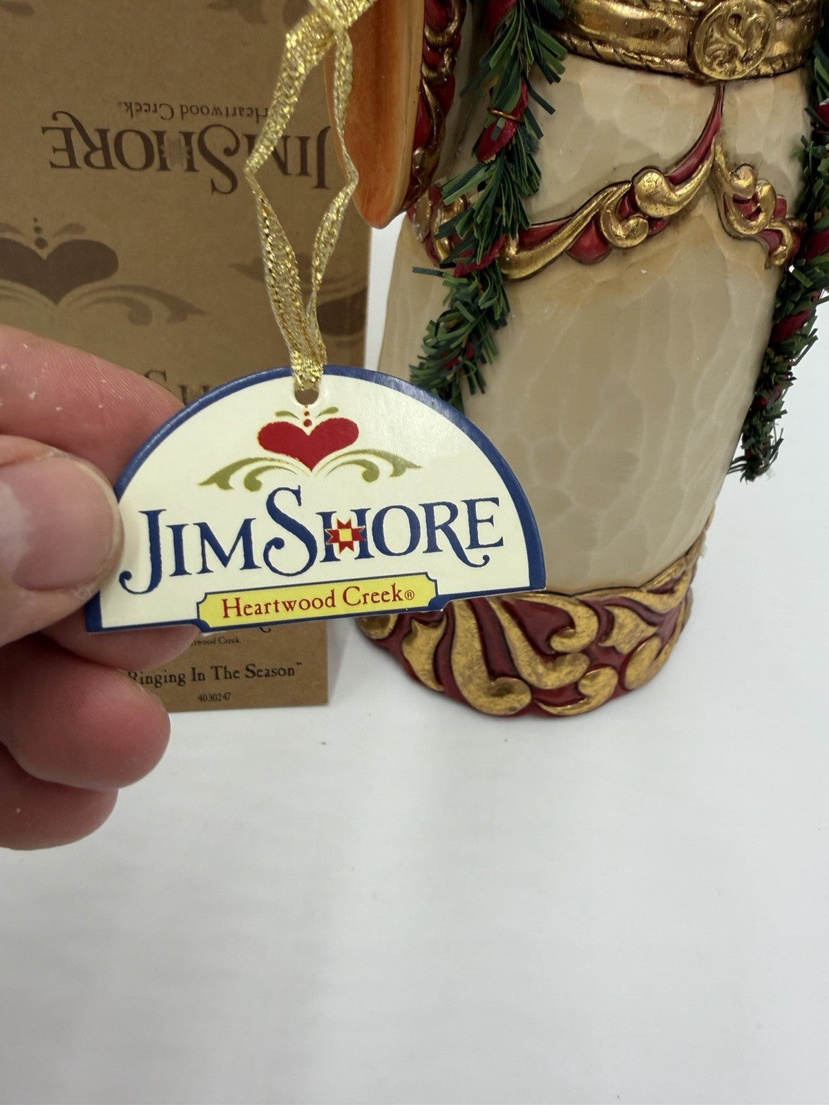 Jim Shore Ringing in the Season Gold Rim Santa w/ Bell Christmas Figurine 10”H