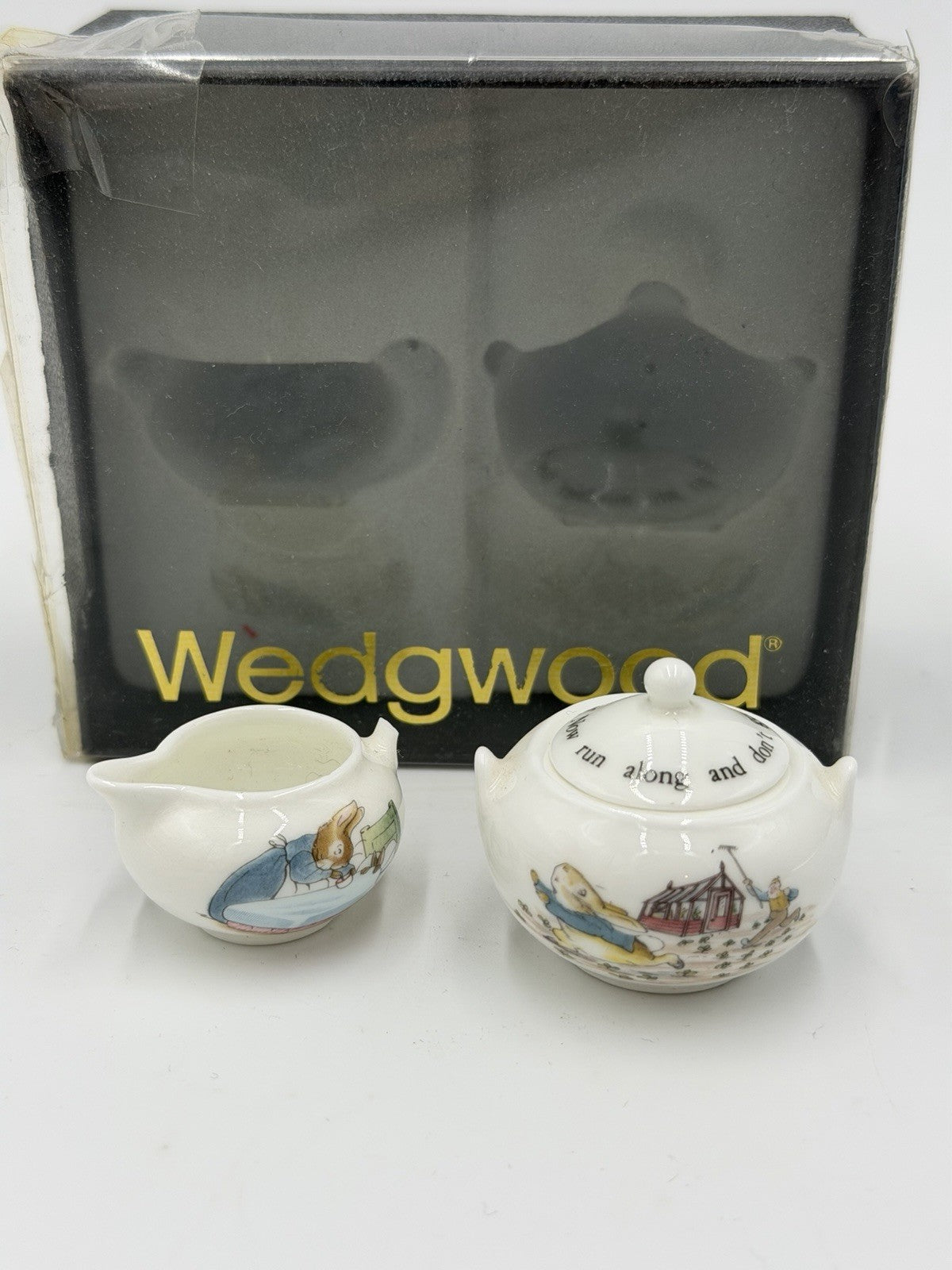 Wedgwood Porcelain Peter Rabbit Beatrix Potter Mini Creamer & Sugar Dollhouse