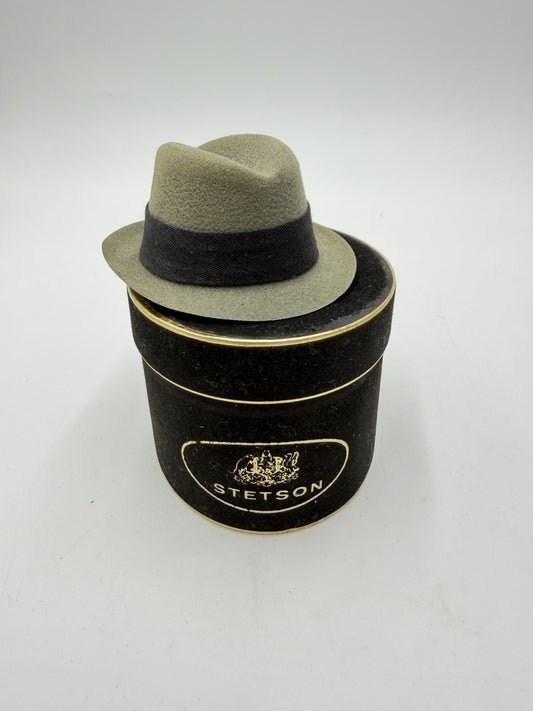 Stetson Salesman Sample Miniature Hat With Box  Velvet Gray Felt Fedora