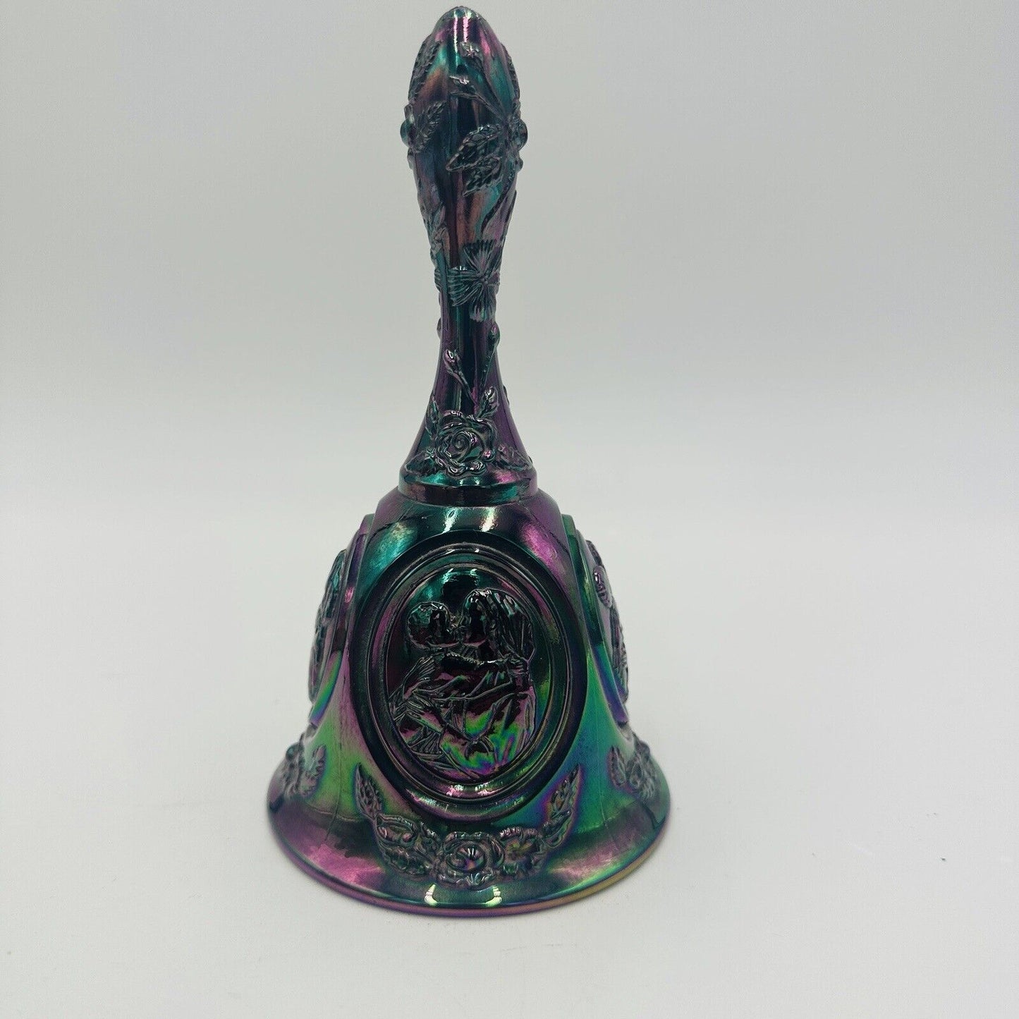 Fenton Bell Carnival Iridescent Madonna & Child 6.5in Vintage Large Art Glass