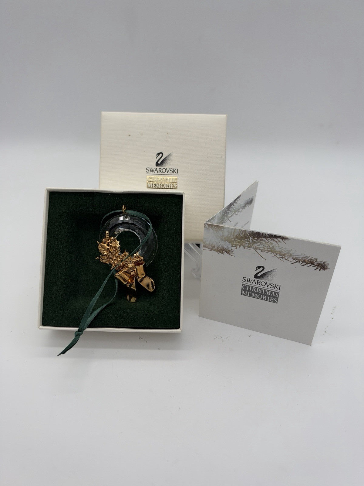 Swarovski Crystal Austria Memories Ornament 1996 Christmas Wreath Box & COA