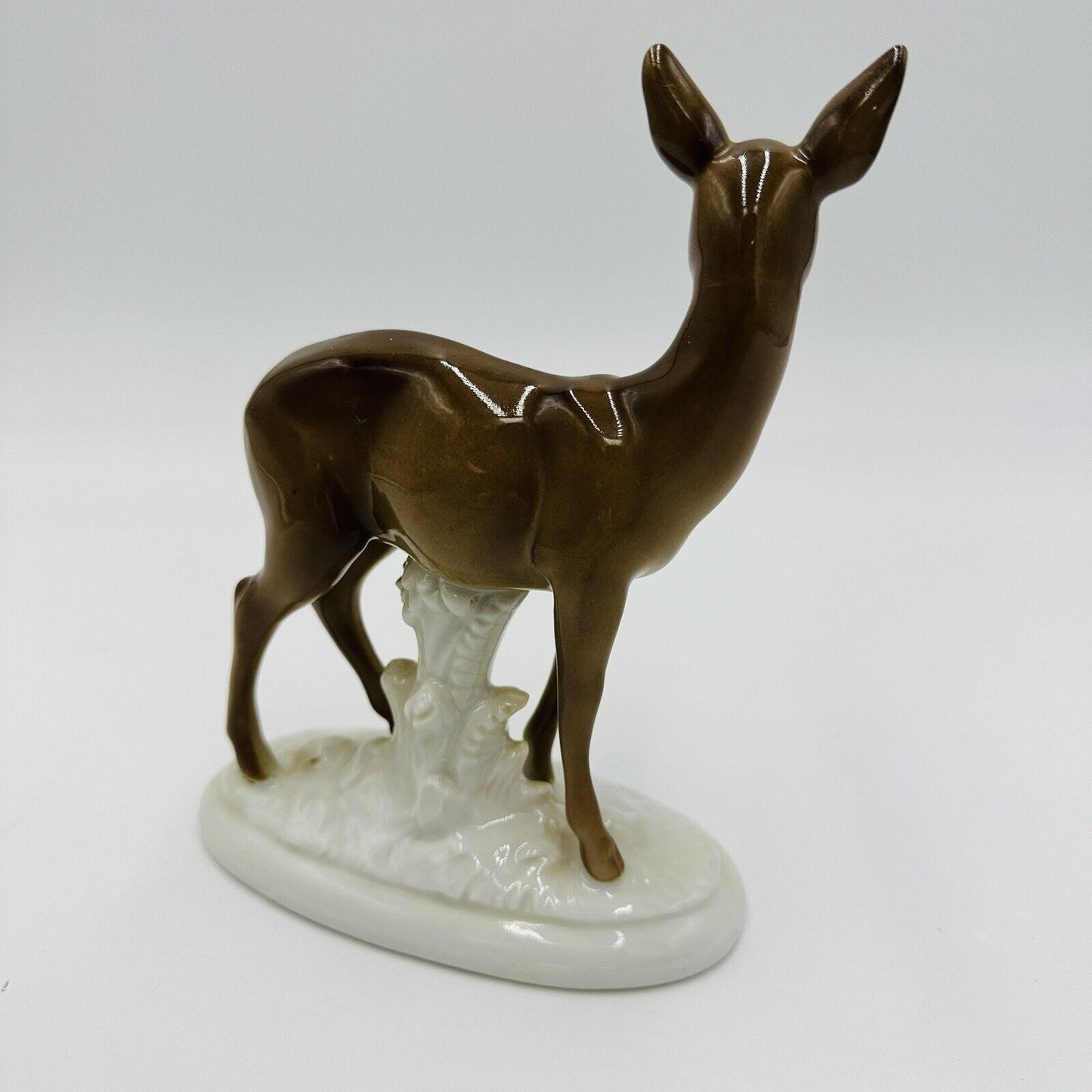 Gerold Deer Figurine Porcelain Bavaria Germany Glossy Brown Vintage Porzellan