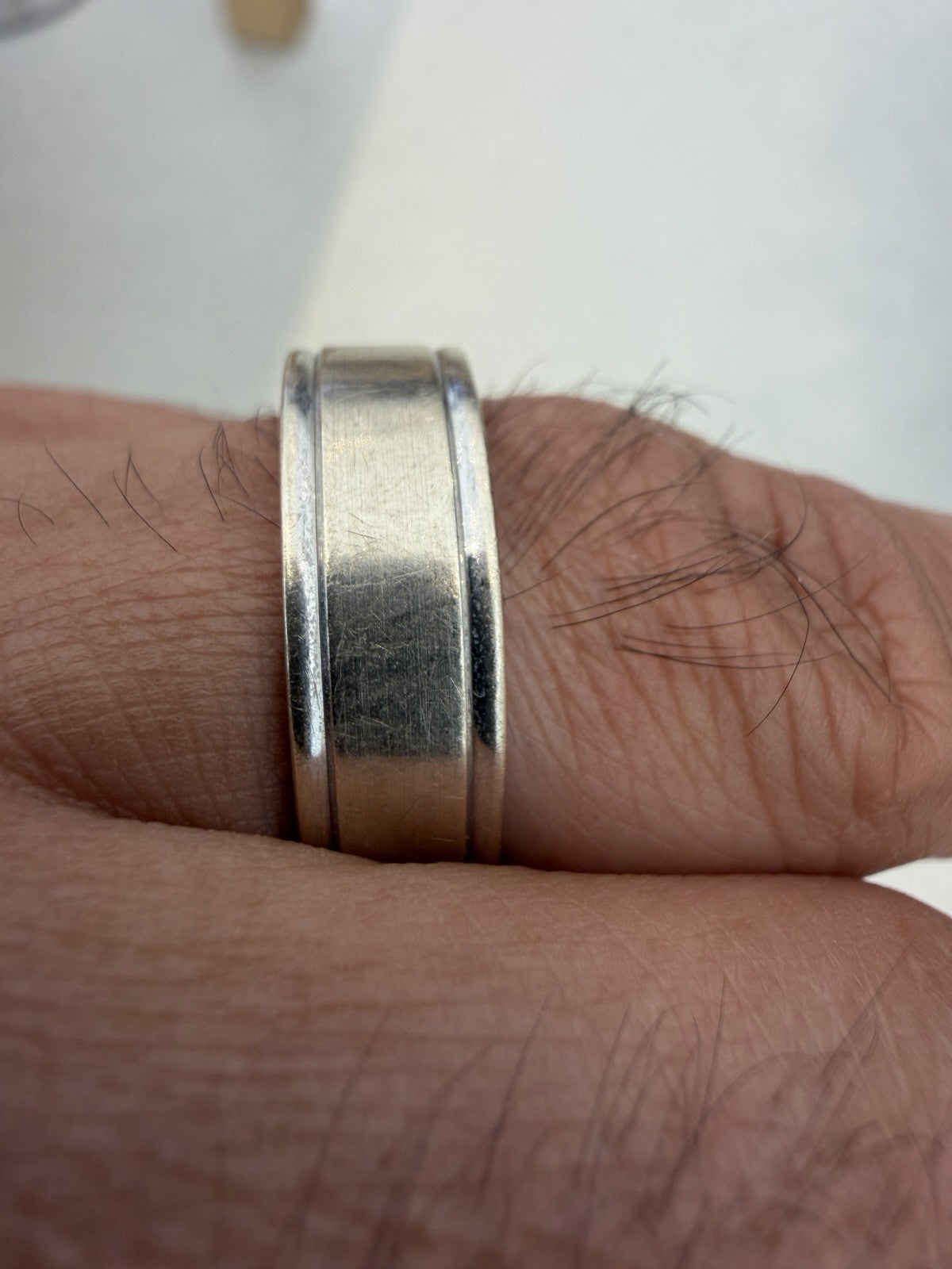 10k White Gold Men Size 9 Wedding Band Wide 6mm People’s Jewelry Store 4.3g