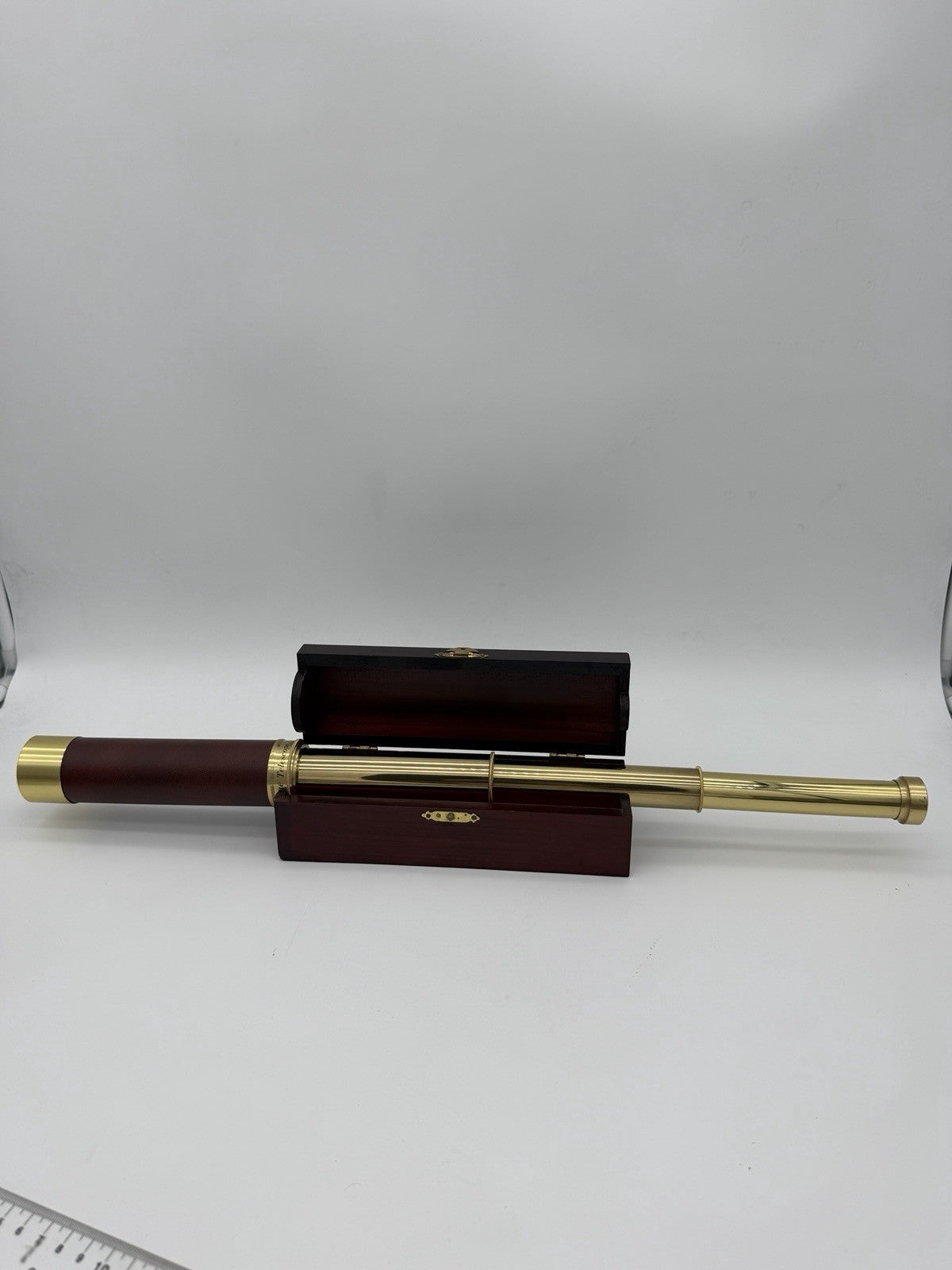 Antique Brass Leather Telescope 30 x 40 Wood Case maritime Spyglass Tube