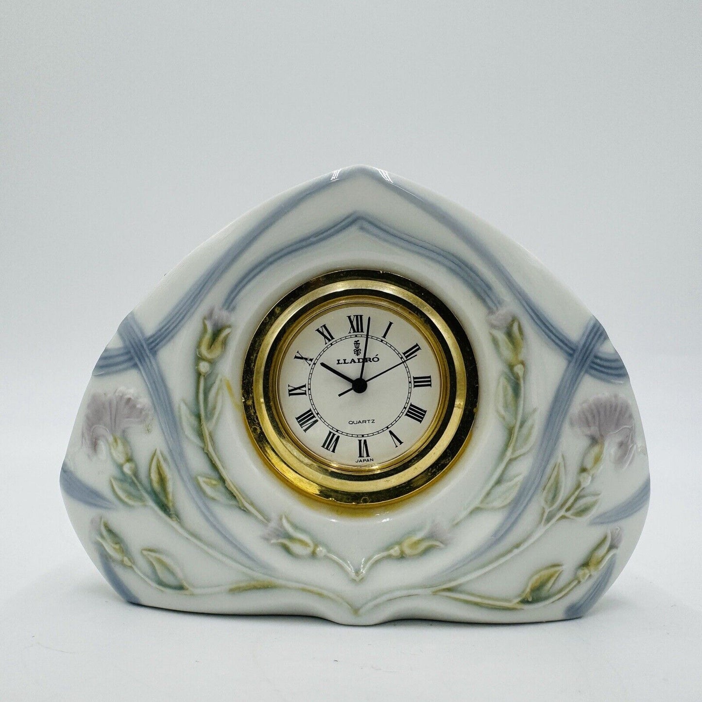 Lladro Spain Porcelain Segovia Floral Desk Clock Vintage Retired Small