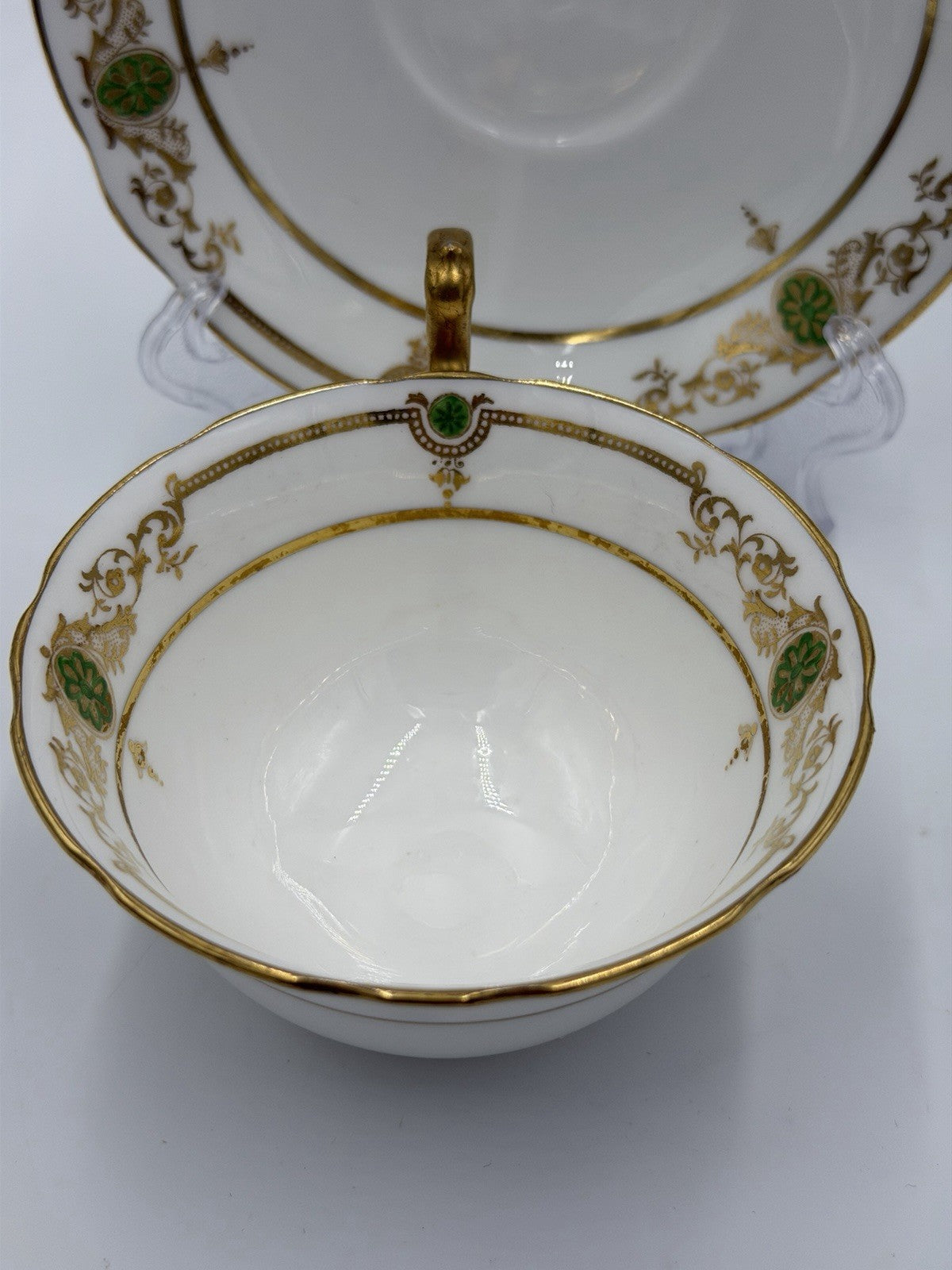 Rare Vintage Aynsley Porcelain England Tea Cup & Saucer Painted Gold Gilt Set