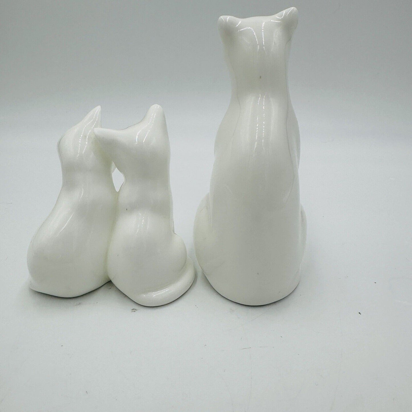 Coalport Cat Figurines Moments England White Glossy Bisque Kitties Vintage