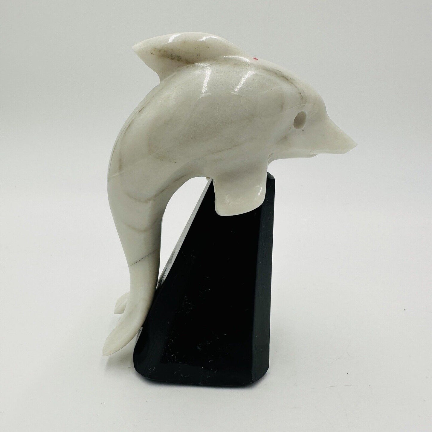 Alabaster Dolphin Figurine Made In Italy Hand Carved Stand White Home Decor