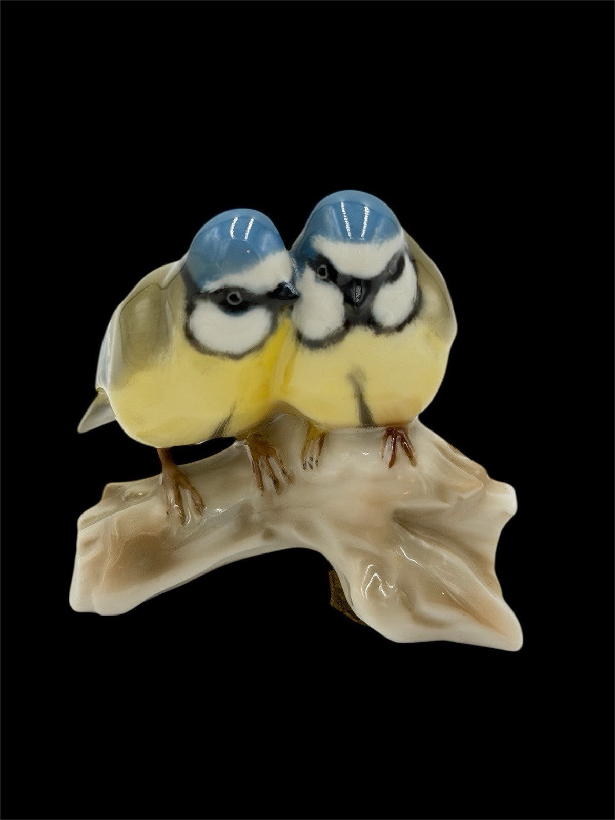 Hutschenreuther Germany Porcelain Blue Titmouse Birds Figurine 3.5”Vtg