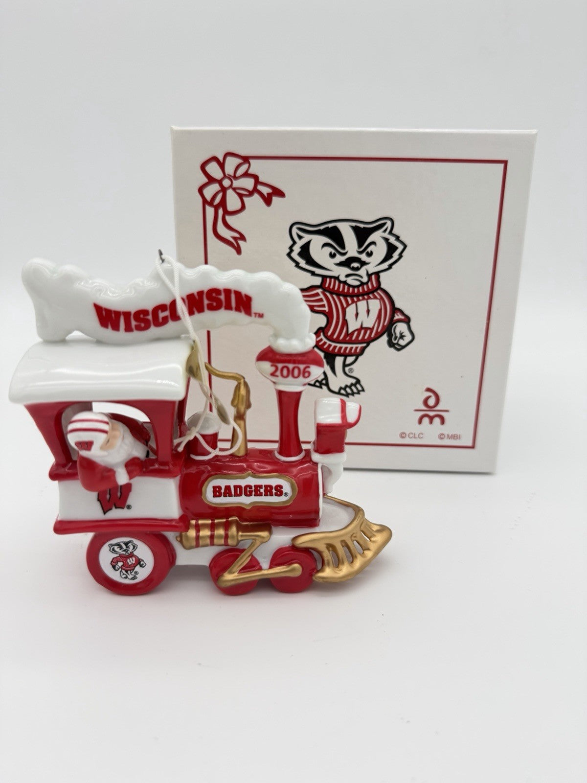Danbury Mint Wisconsin Badgers Santa Train 2006 Ceramic Christmas Ornament New