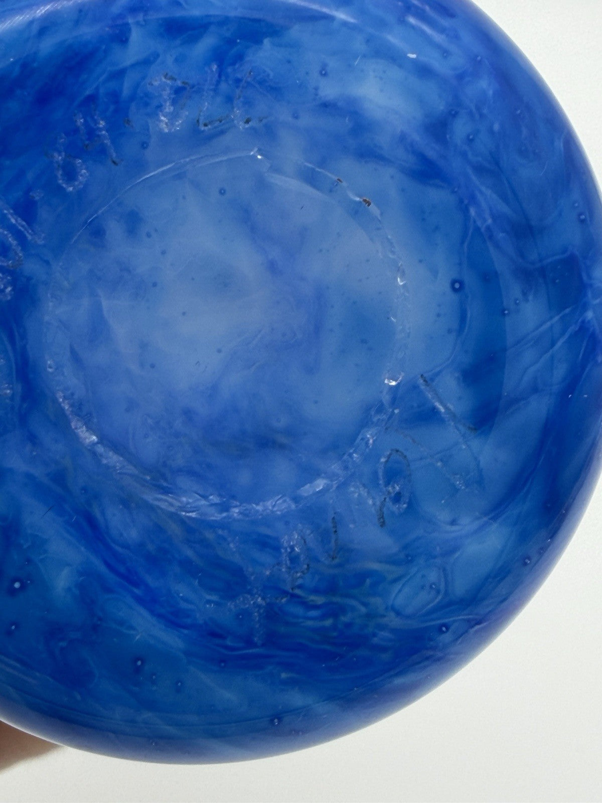 Michael Nourot Studio Art Glass 7.5”H White Cased Blue Vintage Vase 1984