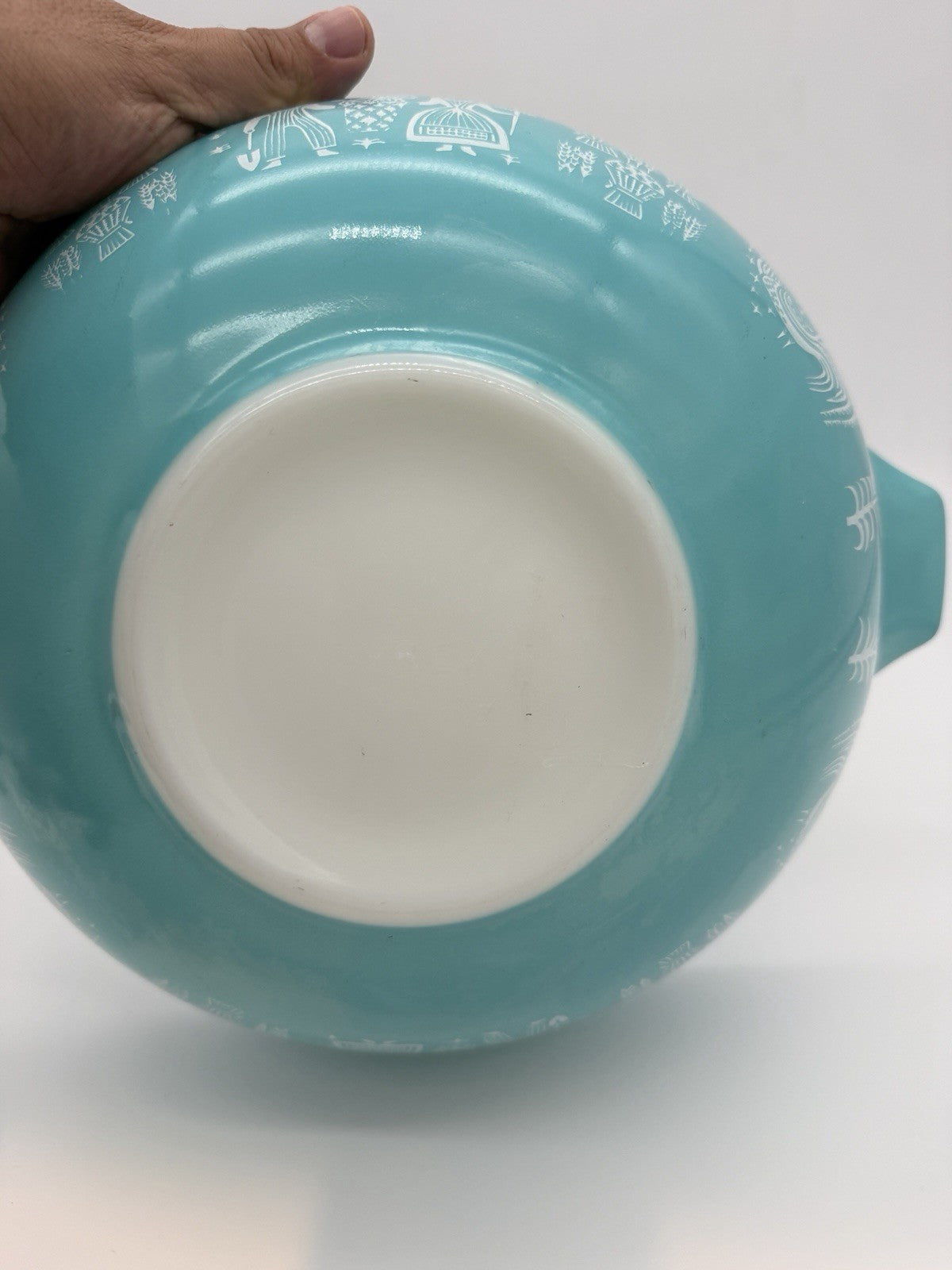 PYREX Amish Butterprint Cinderella 4 Qt Turquoise Mixing Bowl #444 Vintage Glass