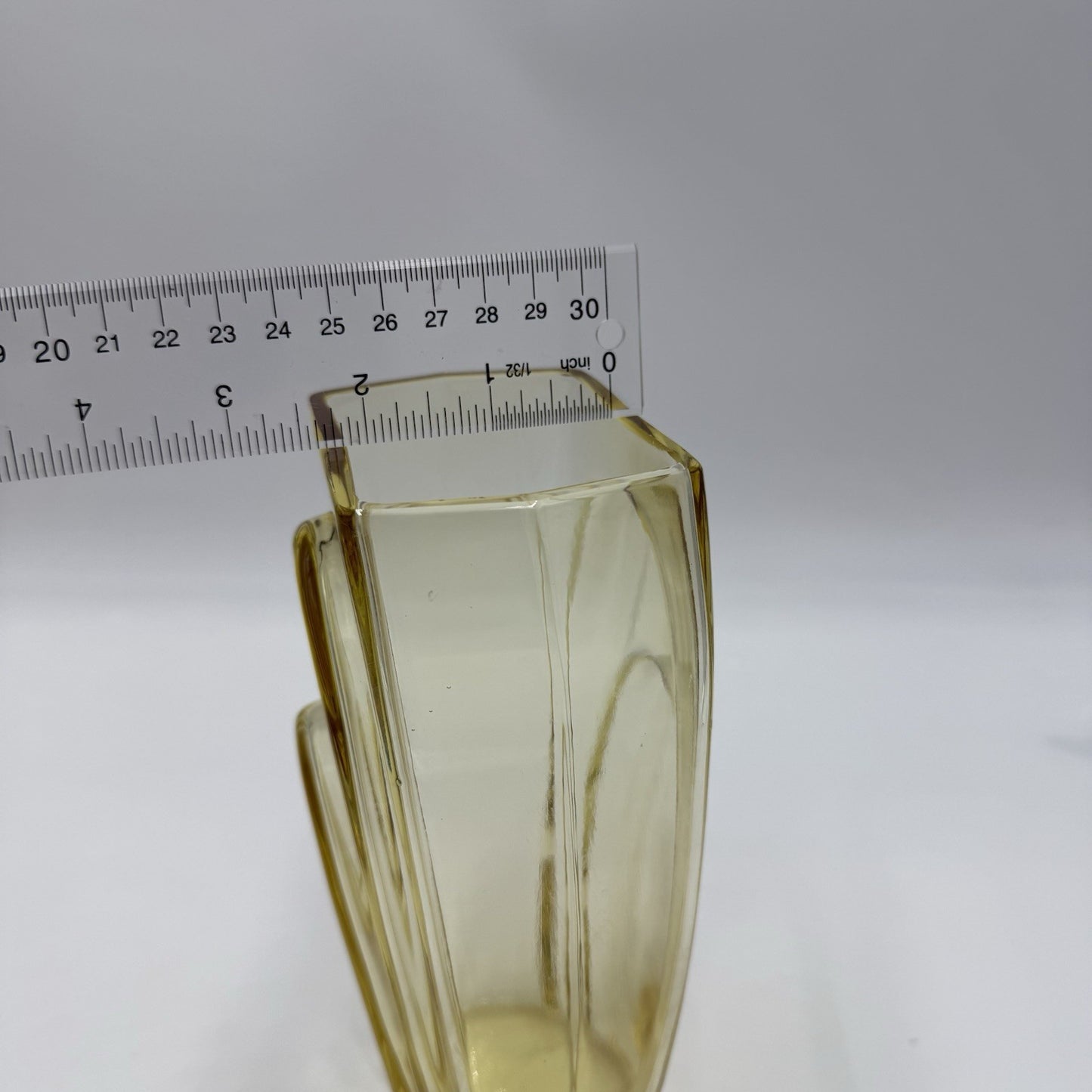 GEORGE SAKIER Fostoria Art Glass Amber Yellow MCM Vase 7.5” USA Rare