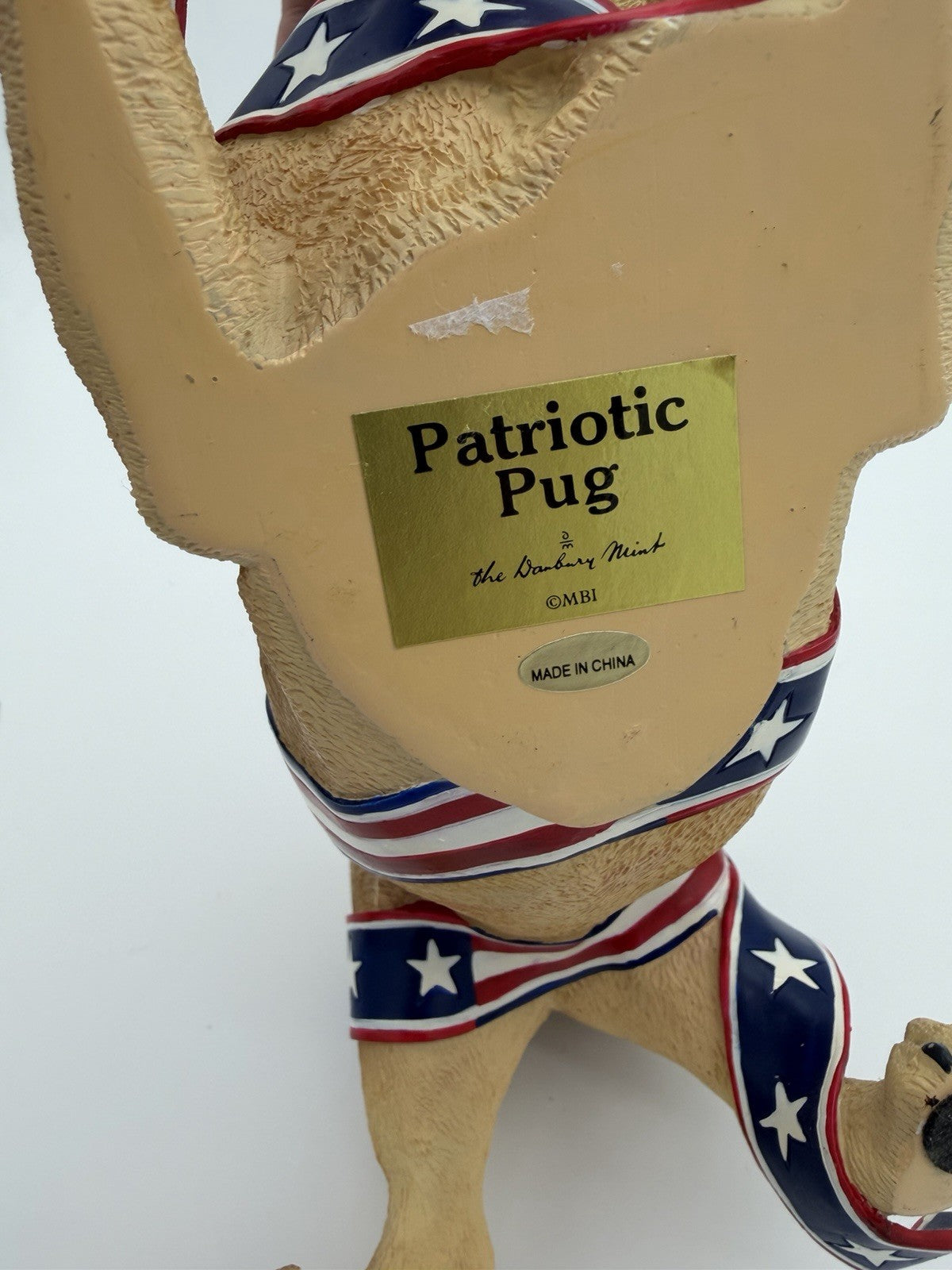 Rare Danbury Mint Patriotic Pug Dog Figurine 10” American Flag Resin Painted