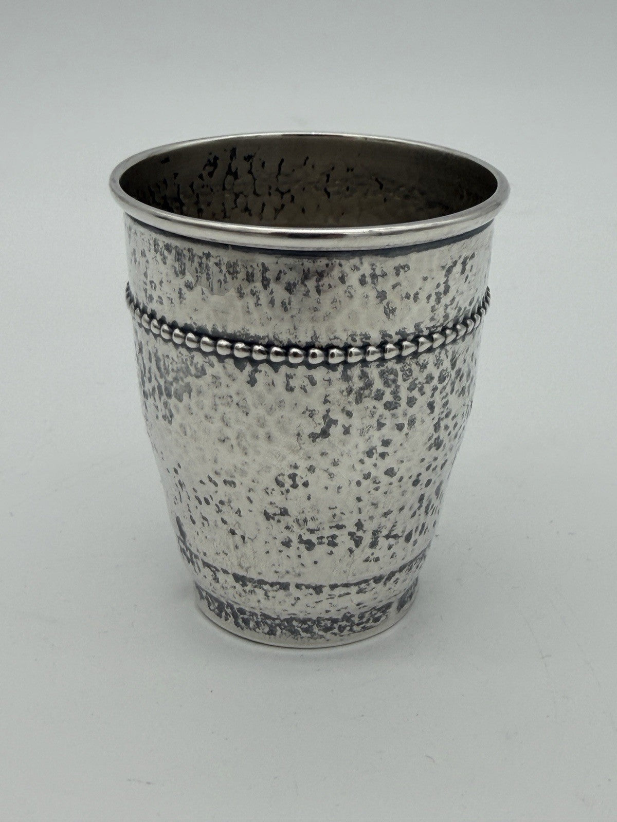 Antique Sterling Silver Hammered sterling silver Kiddush cup 3.5”H
