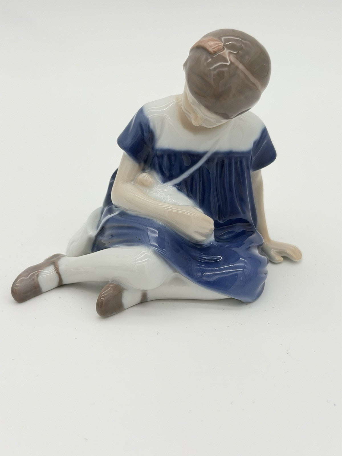 Royal Copenhagen Bing Grondahl B&G Little Girl w/Doll Porcelain Figurine Demark