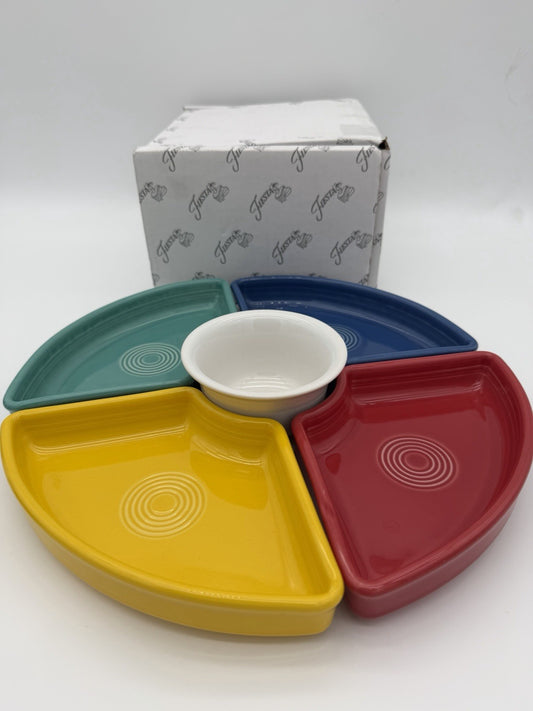 Fiesta Ware 5 Piece Entertainment Set Vibrant Blue Yellow Red White Turquoise