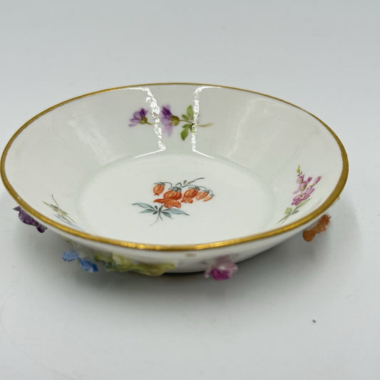 Antique Meissen Porcelain Miniature Floral Saucer Porzellan Miniature Germany