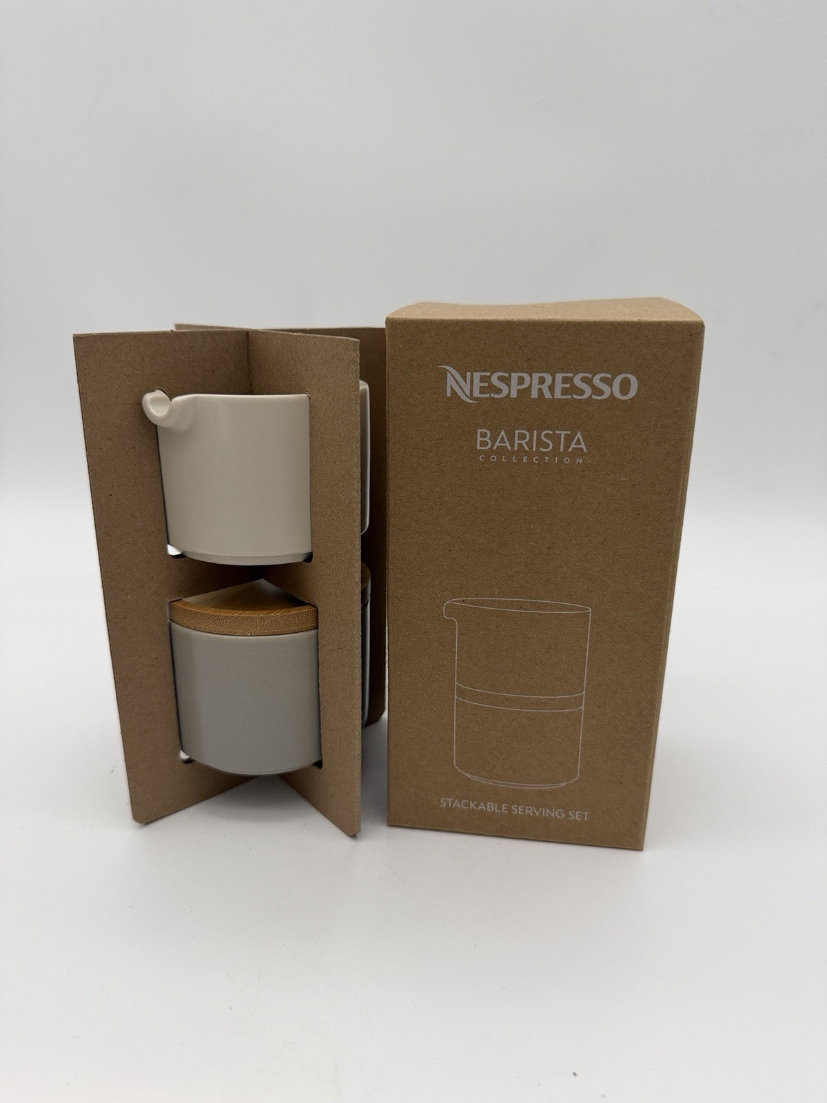 Nespresso Barista Collection Stackable Serving Sugar & Creamer Set New
