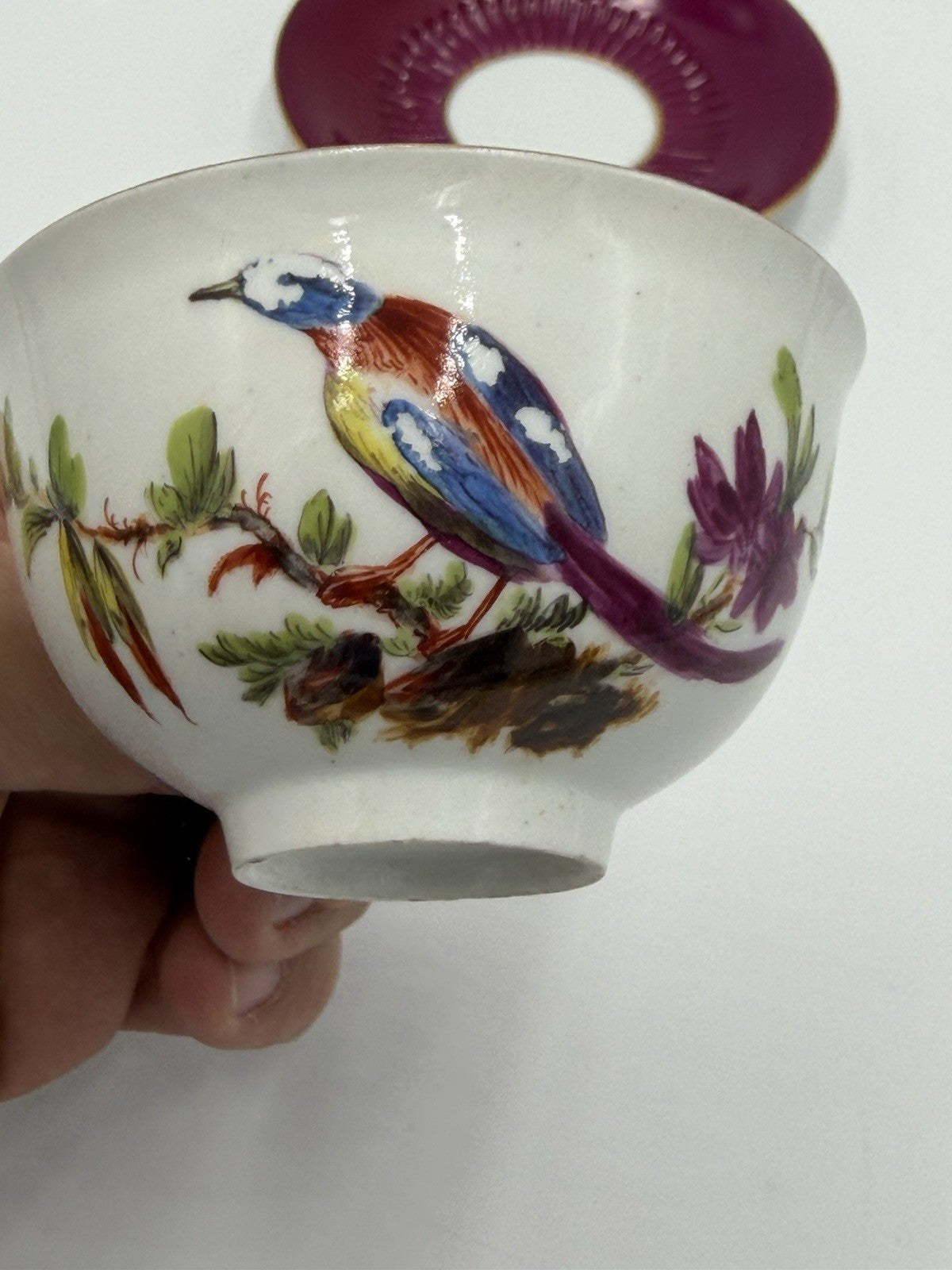 17th Century Paris Porcelain Litron teaCup & Saucer La Courtille hand painted