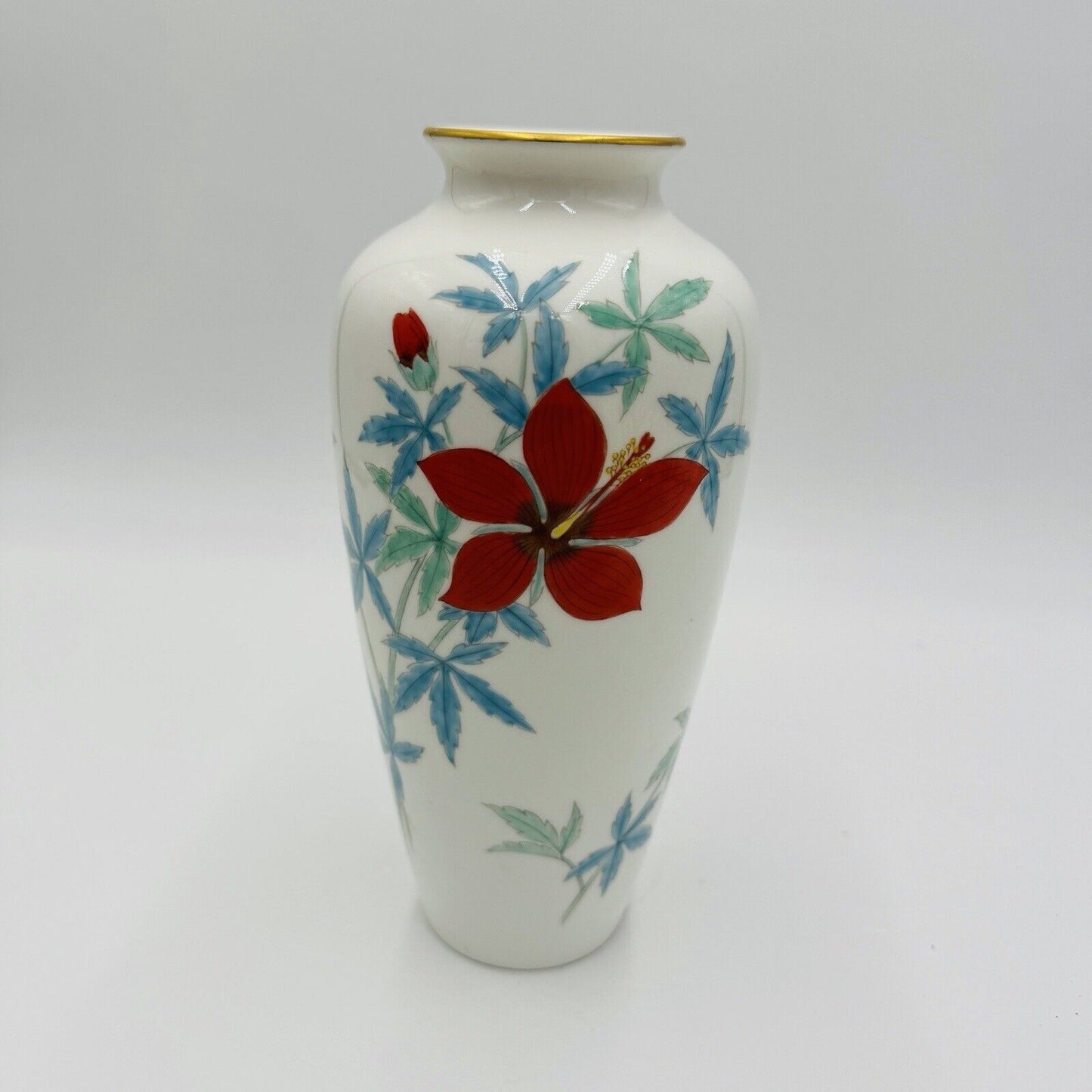 Noritake china Nippon toki kaisha vase with habiscus floral porcelain 8.5in