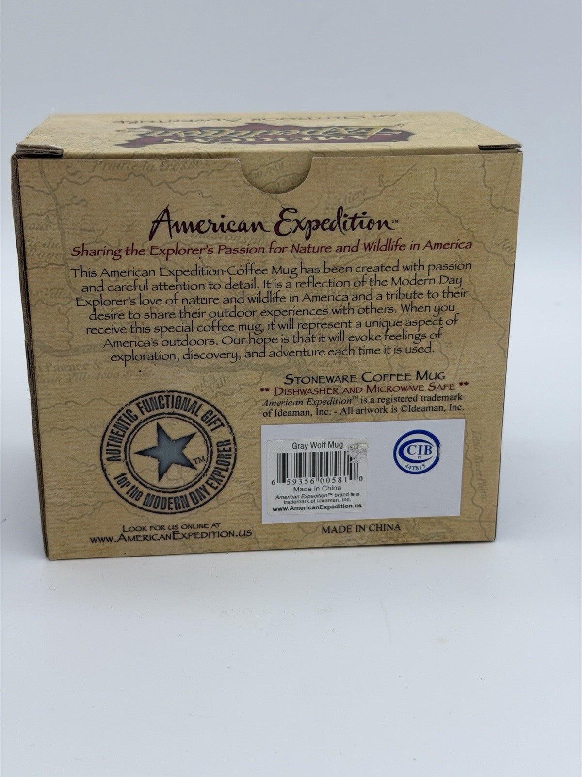 American expedition stoneware Gray Wolf coffee mug 16oz wildlife america Vintage