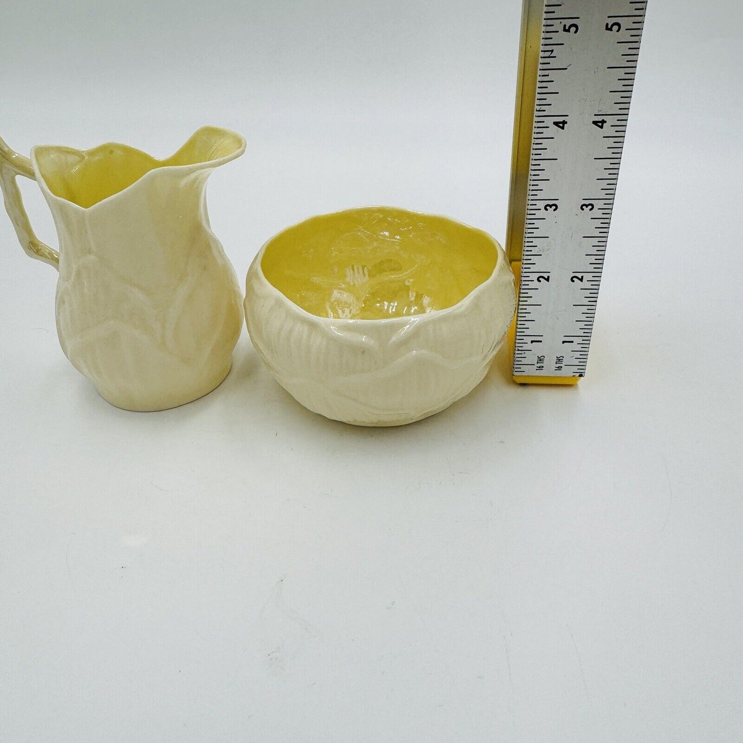 Belleek Bone China Sugar Bowl and Creamer Set from Ireland, Luster Lily Pattern