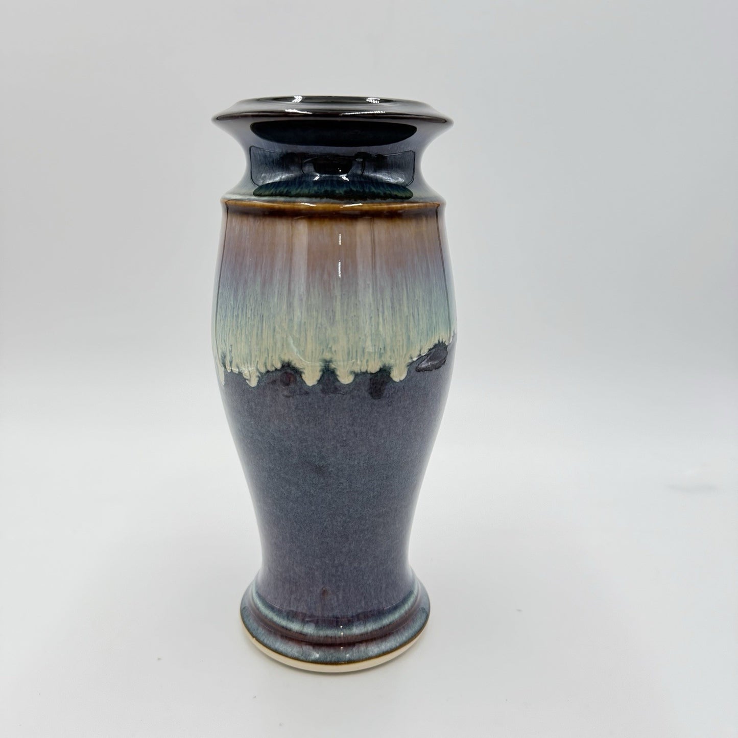 Vintage Bill Campbell Studio Art Pottery Crystalline Drip Glazed 9.5” Urn Vase
