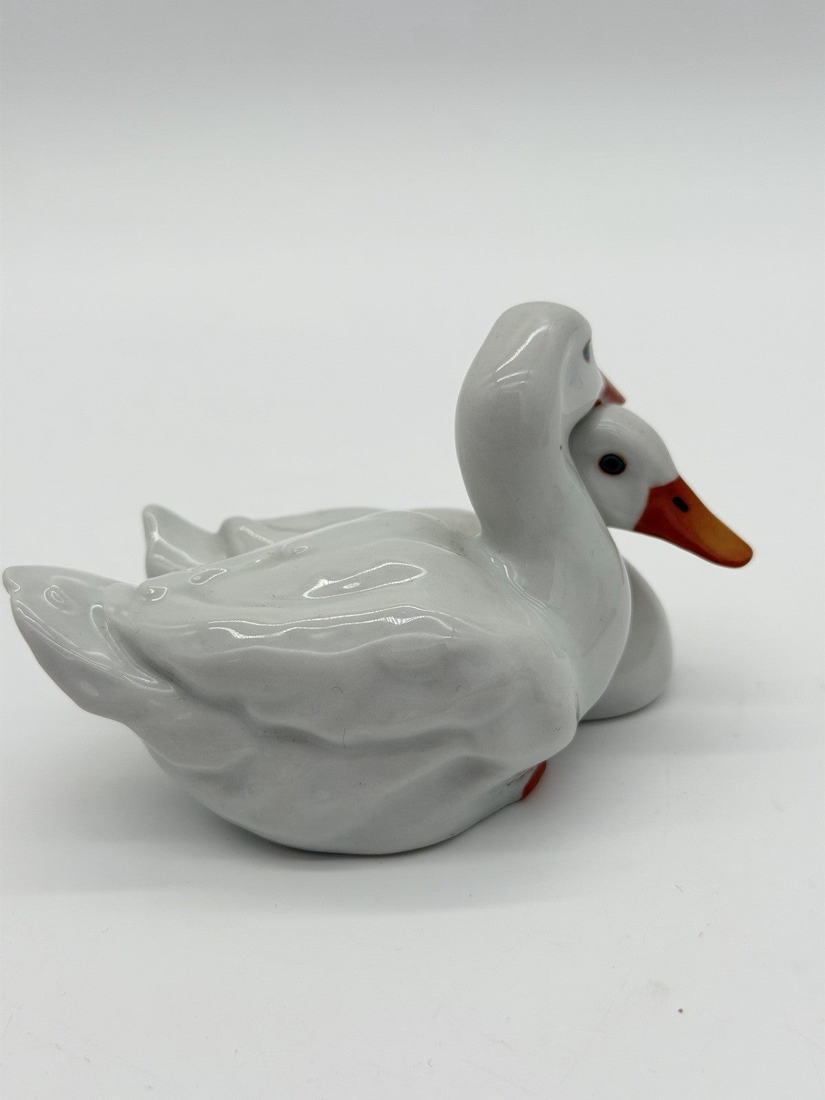 Herend Hungary Porcelain Ducks White Hand Painted 1950 Vtg Figurine