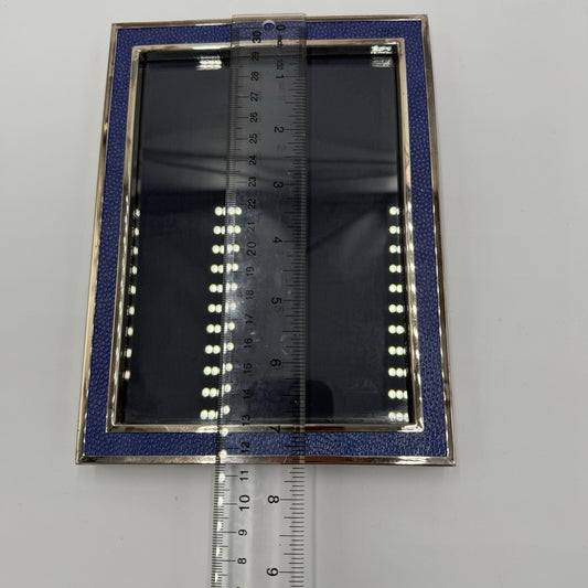Tizo Italy Sterling Tone Picture Frame Blue Velvet Backing Vintage 5.5”x7.5”
