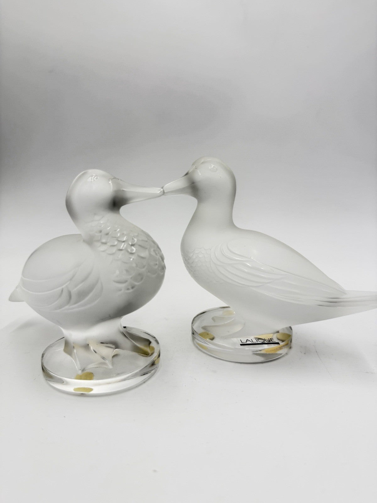 Lalique Paris France Crystal Duck Canard 2 Figurines 11657 & 11659 Vintage Pair