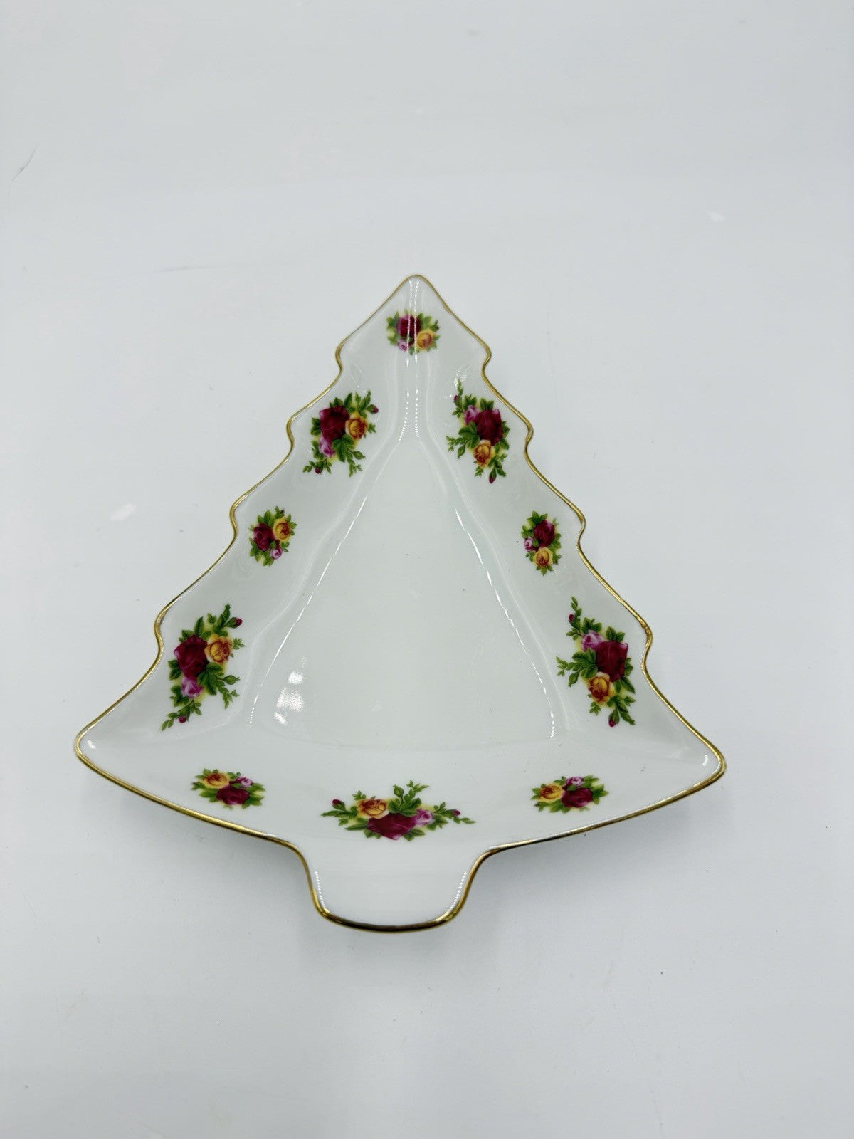 Royal Albert Old Country Roses Christmas Tree Shape Candy Dish Porcelain England