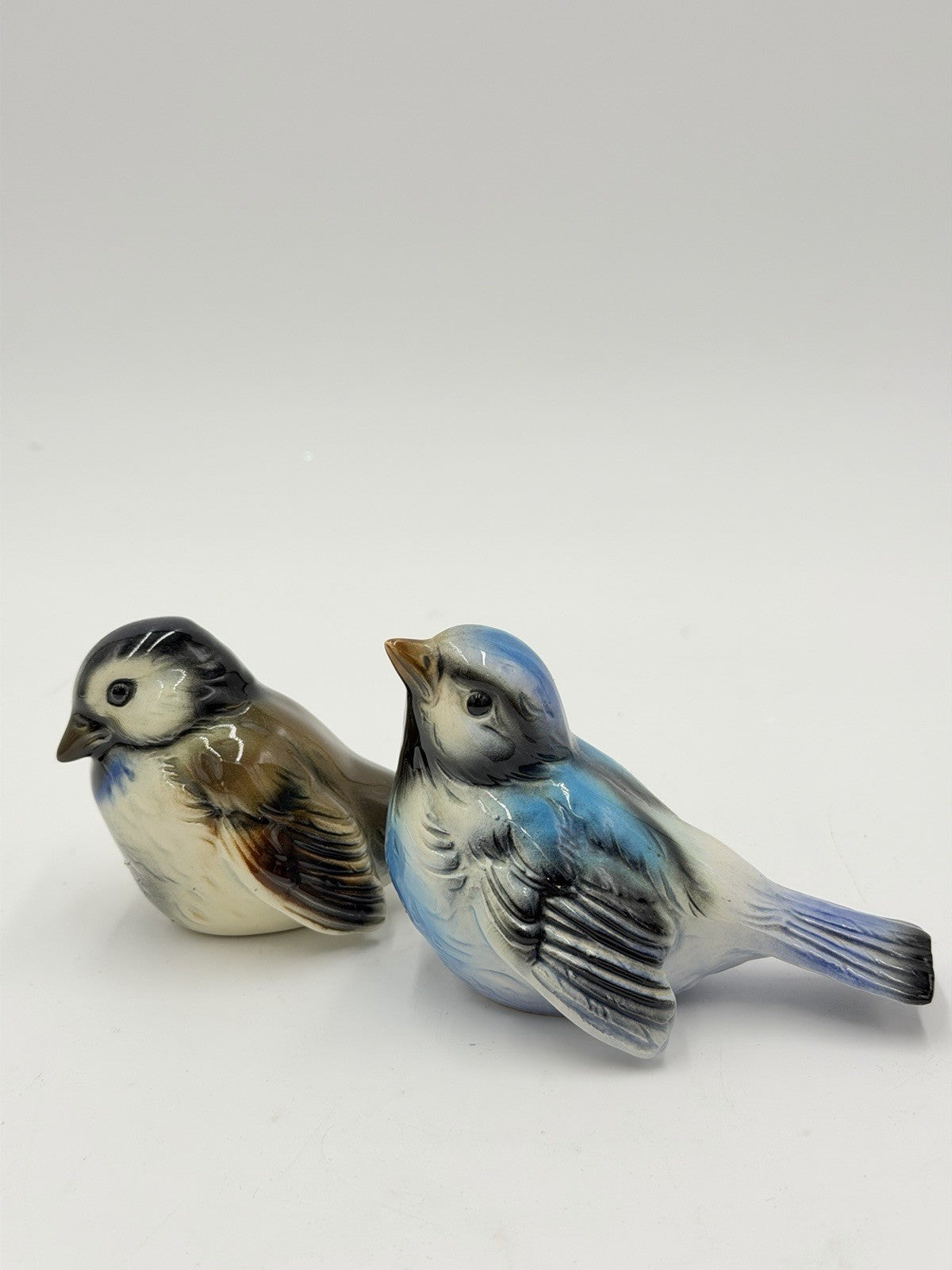 Goebel Germany Blue & Brown Sparrow Bird Figurine Porcelain Vintage Set 2 PCs