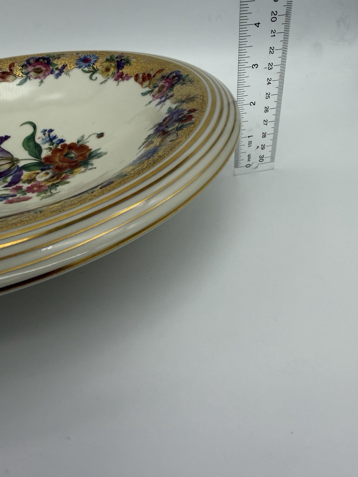 Antique Schoenau Germany Porcelain #3003 hand painted Floral Footed Large Bowl