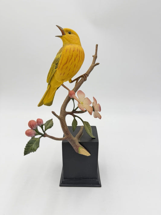 RARE Danbury Mint SPRING SERENADE Yellow  WARBLER Bird  Figurine BY JEFF RECHTIN