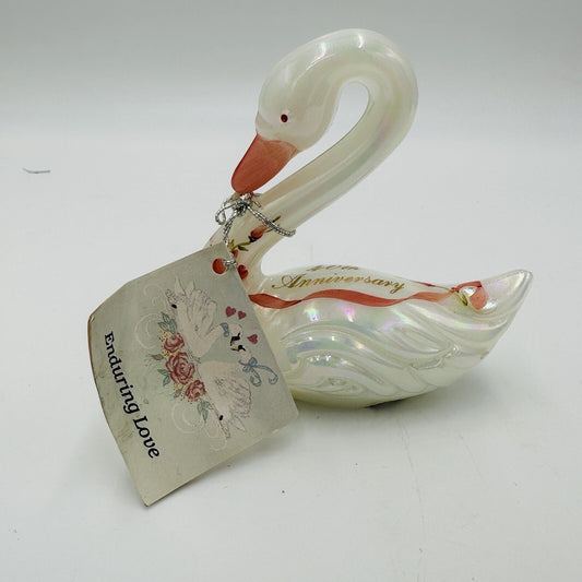 Fenton Swan Figurine 40th Anniversary Enduring Love 1989 4in Vintage Art Glass
