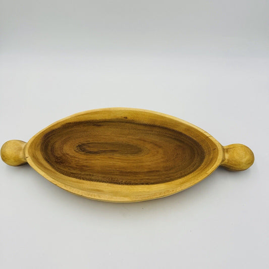 Anthropologie carved fresh wood serving oval bowl 18”x 8”x 2” Rustic Primitive