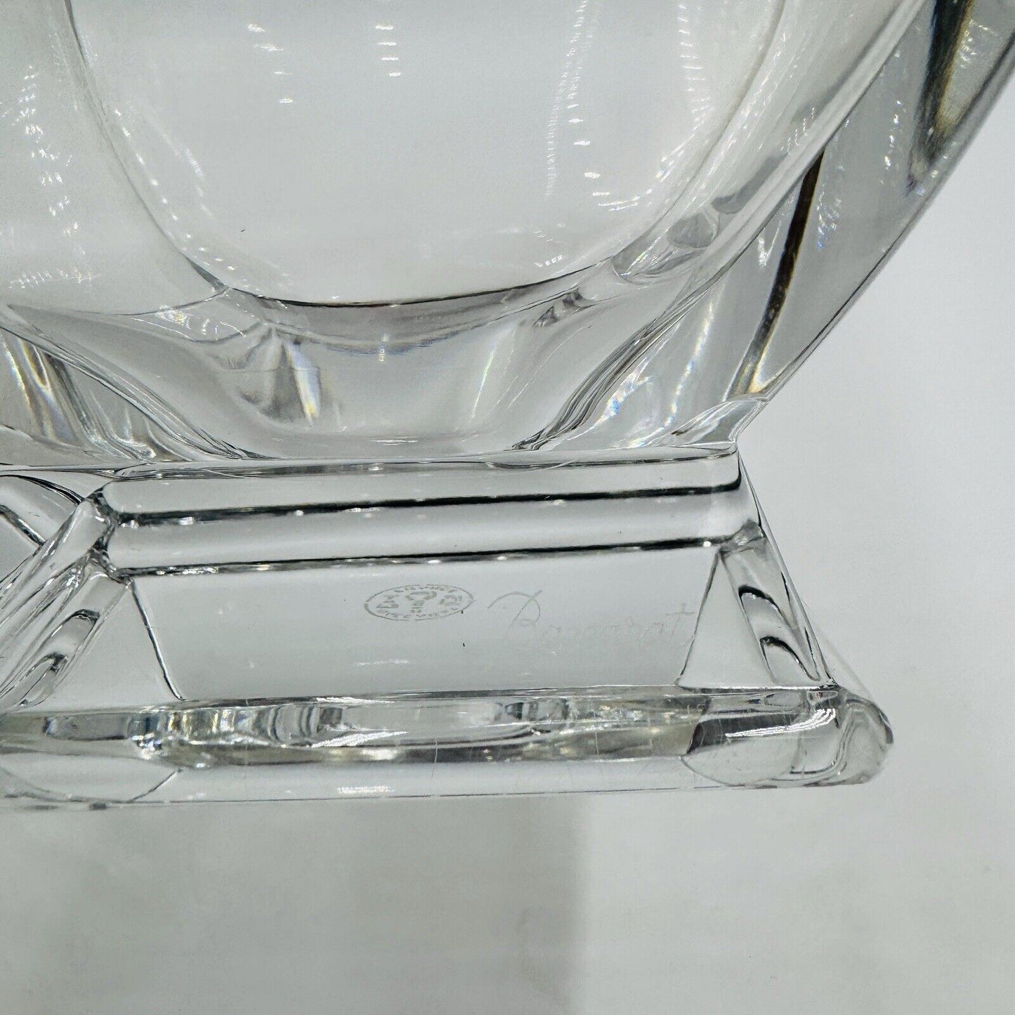 Baccarat Crystal France Lotus Vase For Tiffany & Co 10” Vintage Geometric Square