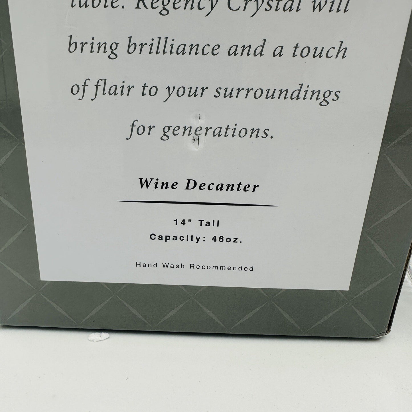 Shannon Crystal Wine Decanter Regency Bright Cut 14in H 46 oz Box