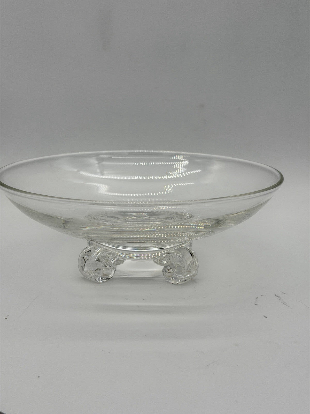 Vintage Steuben John Dreves Designed 7.5” Scroll Footed Glass Bowl Signed