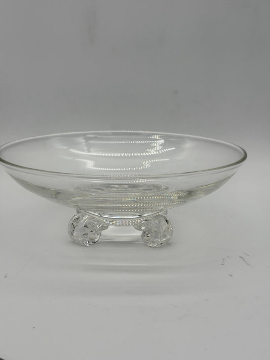 Vintage Steuben John Dreves Designed 7.5” Scroll Footed Glass Bowl Signed