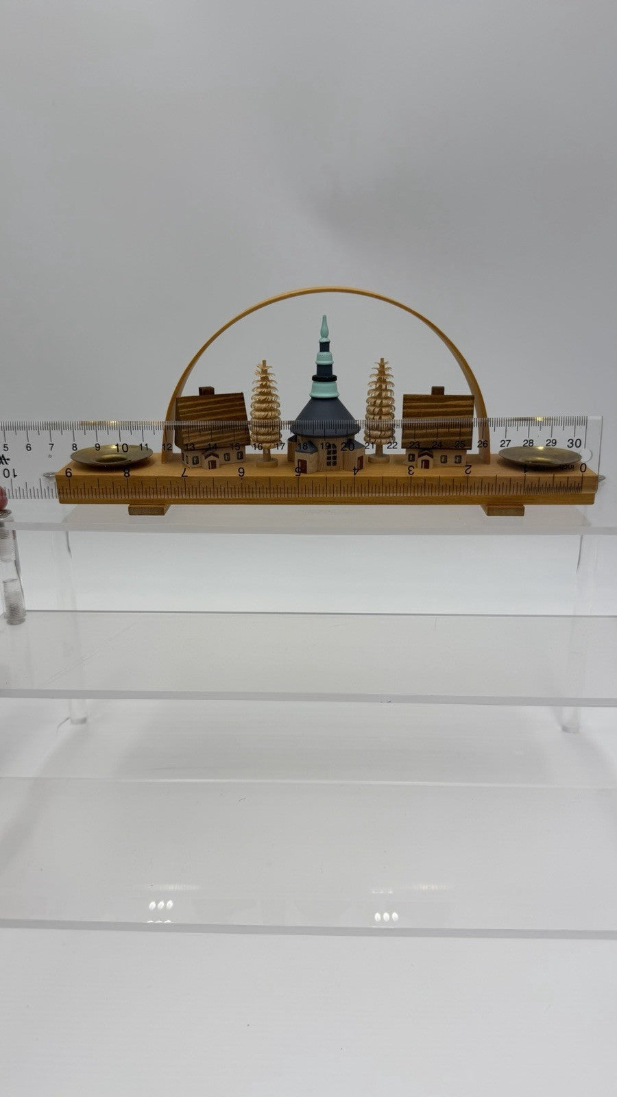 VTG Folk Art Wooden German Christmas Erzgebirge Schwibbogen Candle Holder Arch