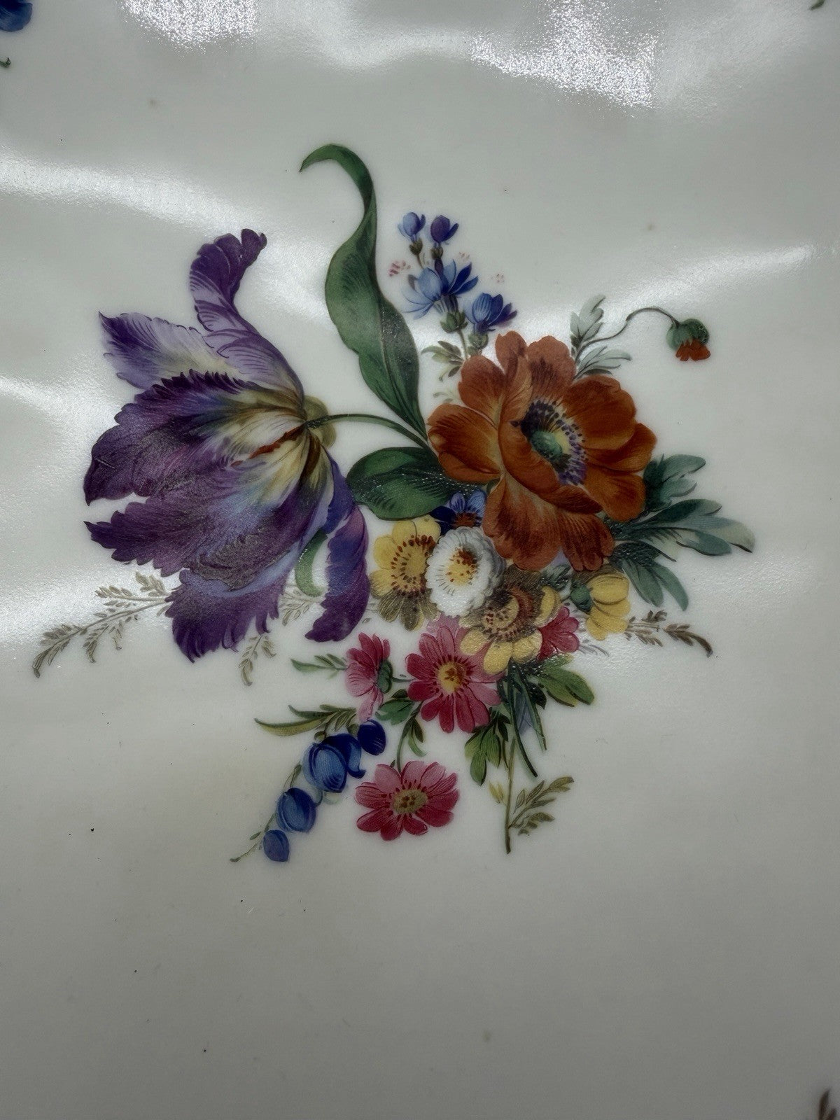 Antique Schoenau Germany Porcelain #3003 hand painted Floral Footed Large Bowl