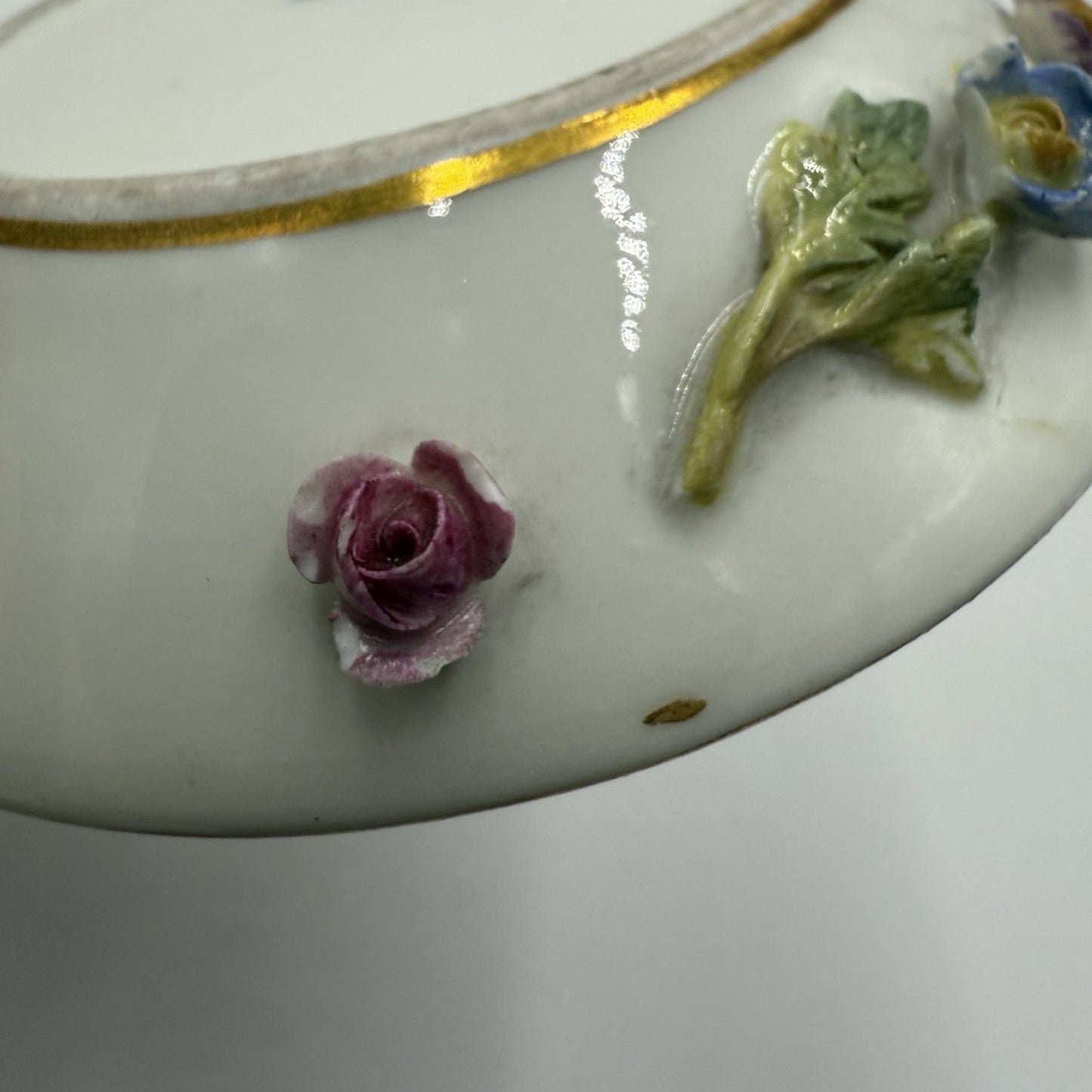 Antique Meissen Porcelain Miniature Floral Saucer Porzellan Miniature Germany
