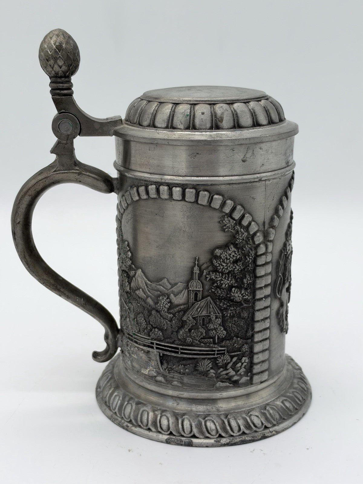 VINTAGE Domex Zinn Pewter Beer Stein Germany Neuschwanstein Castle 95% Zinn
