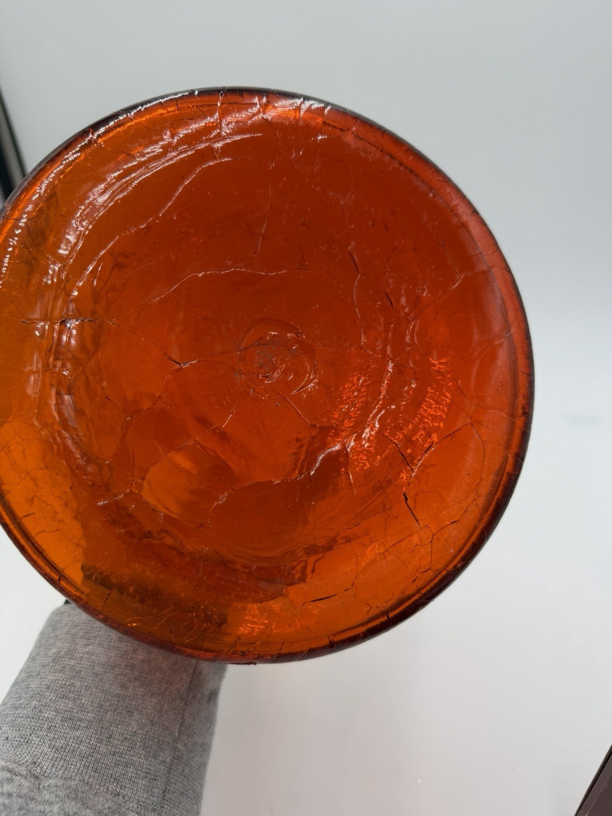 MCM Blenko #6029 Art Glass Crackle Amberina 17” Large Decanter No Stopper