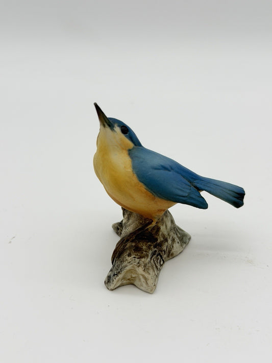 Rare Tay Porcelain Italy Giuseppe Tagliariol Blue Bird On Branch 2.5” Figurine