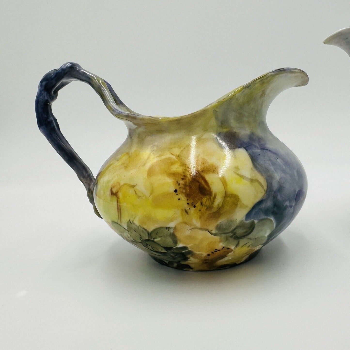 Limoges Teapot Creamer J P L Porcelain J Pouyat France Purple Yellow Antique