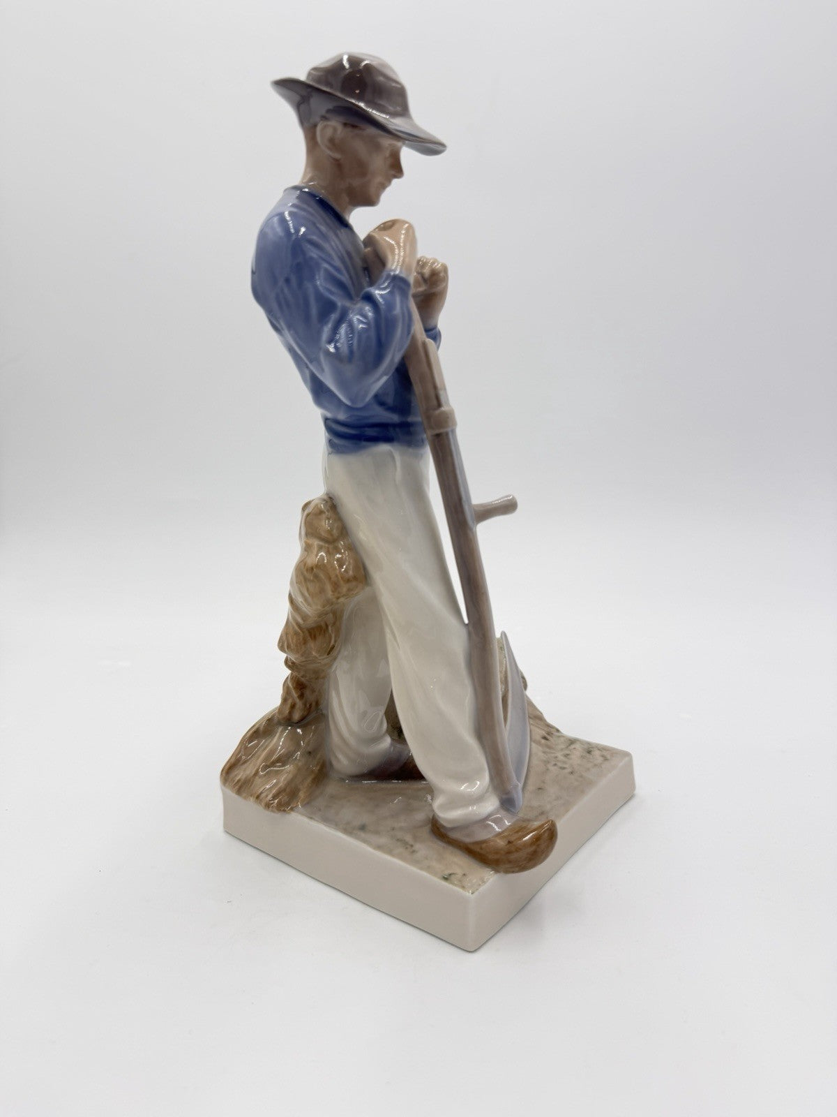 Royal Copenhagen Denmark Porcelain Man W/SCYTHE Figurine 10"H Harvesting